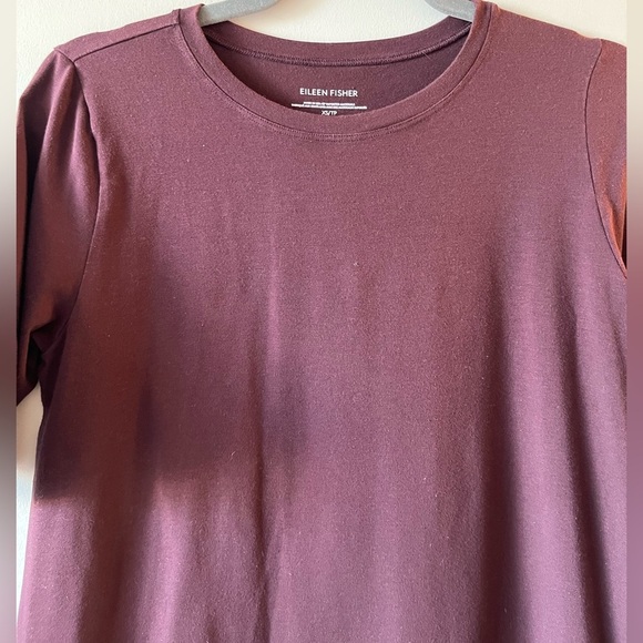 Eileen Fisher Organic Cotton Purple Short Sleeve T-Shirt Dress - Picture 6 of 11